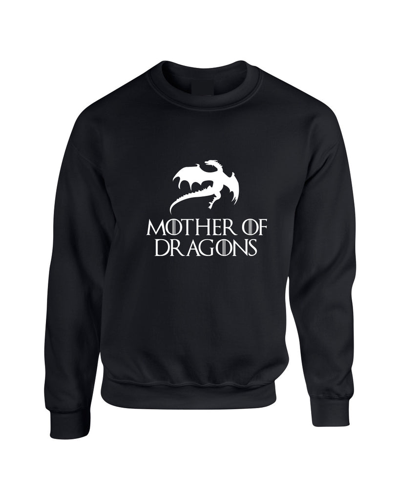 Adult Crewneck Mother Of Dragons White Print Cool Top - ALLNTRENDSHOP