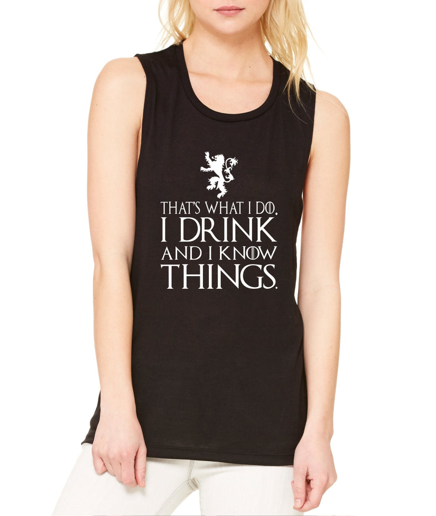 Women's Flowy Top That What I Do I Drink And I Know White - ALLNTRENDSHOP