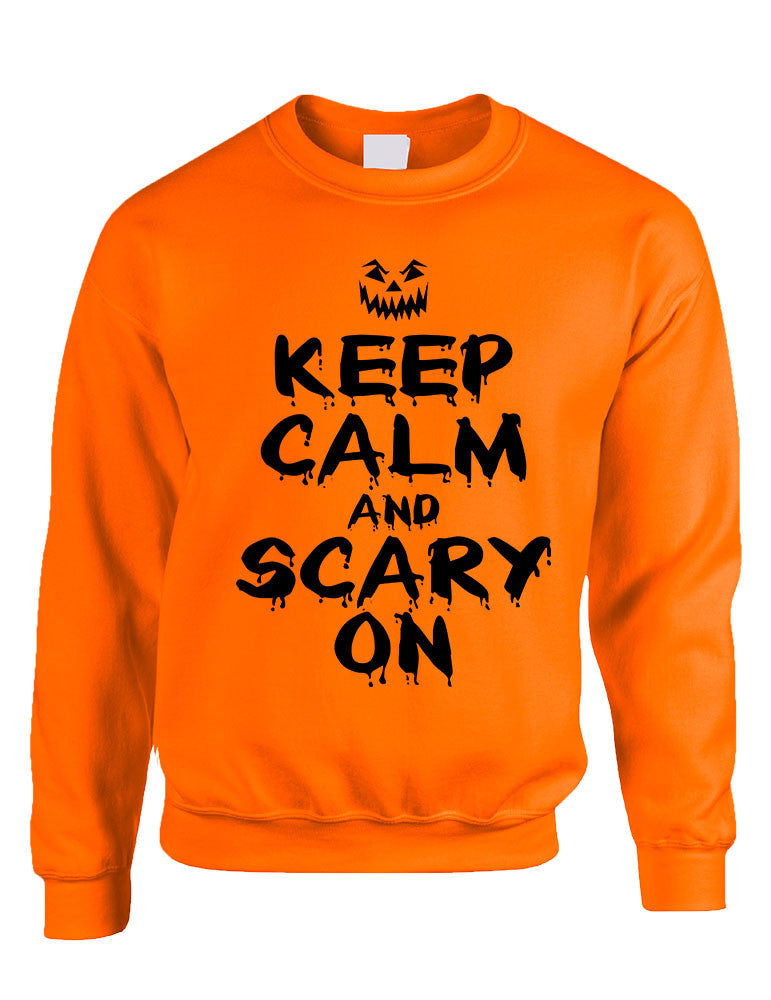 Adult Crewneck Keep Calm And Scary On Halloween Costume Idea - ALLNTRENDSHOP