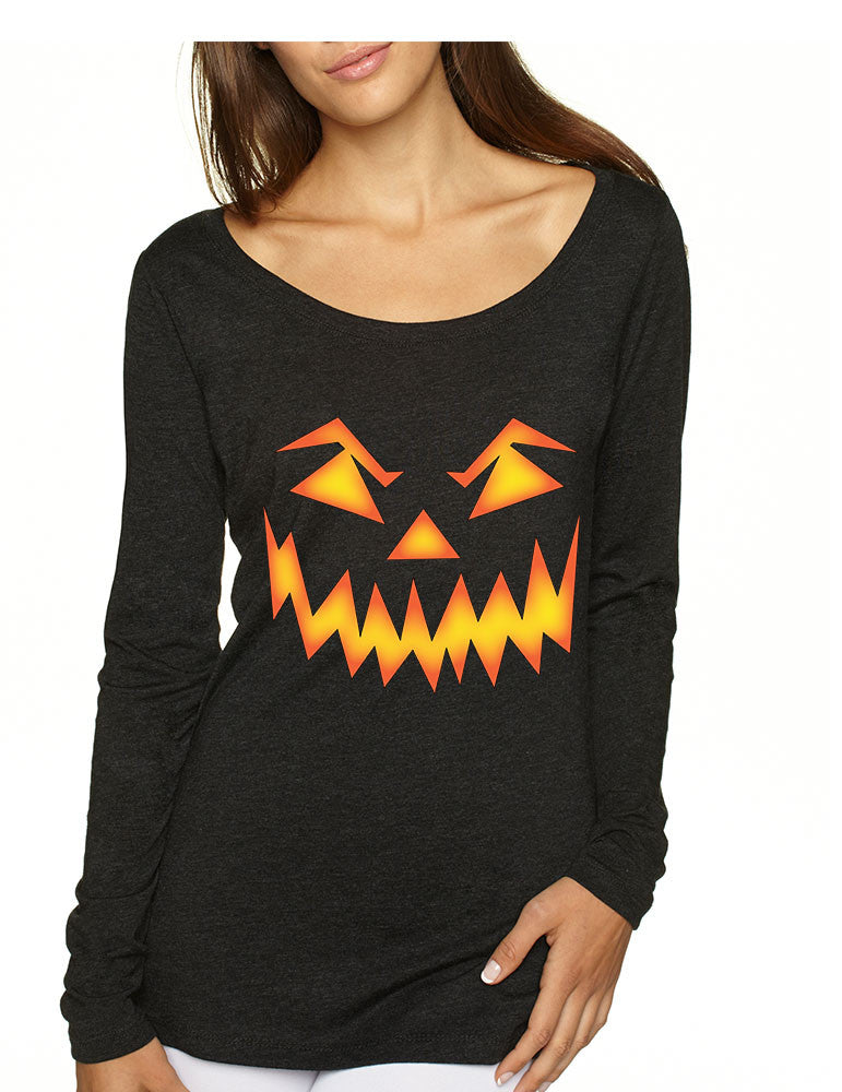 Women's Shirt Angry Pumpkin Face Cool Halloween Costume Idea - ALLNTRENDSHOP