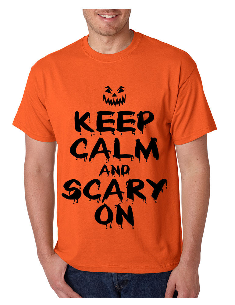 Men's T Shirt Keep Calm And Scary On Cool Halloween Costume Tee - ALLNTRENDSHOP