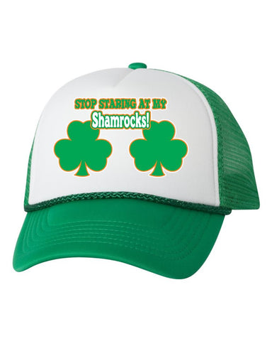 Stop stearing at my shamrocks dual color trucker hat - ALLNTRENDSHOP