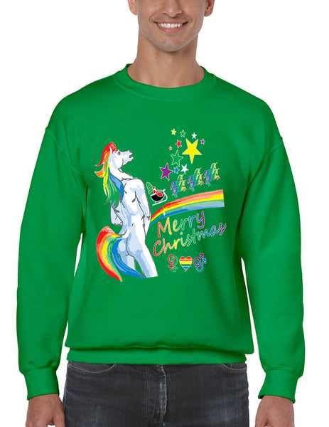 Men's Crewneck Unicorn Rainbow Gay Pride Ugly Christmas Top - ALLNTRENDSHOP - 2