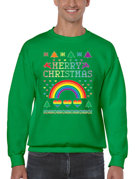 Men's Crewneck Gay Pride Love Merry Christmas Ugly Sweater - ALLNTRENDSHOP - 2