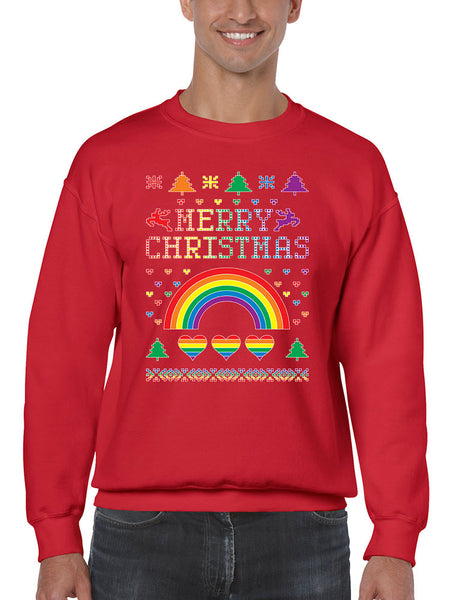 Men's Crewneck Gay Pride Love Merry Christmas Ugly Sweater - ALLNTRENDSHOP - 3