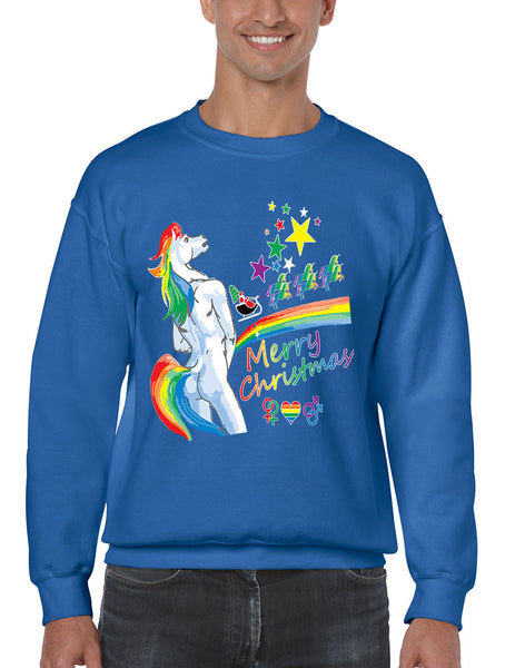 Men's Crewneck Unicorn Rainbow Gay Pride Ugly Christmas Top - ALLNTRENDSHOP - 4