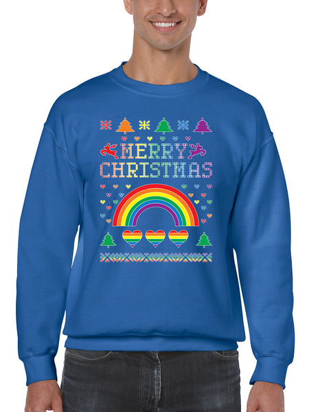 Men's Crewneck Gay Pride Love Merry Christmas Ugly Sweater - ALLNTRENDSHOP - 4