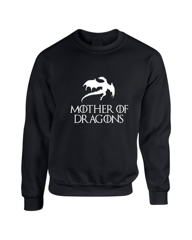 Adult Crewneck Mother Of Dragons White Print Cool Top - ALLNTRENDSHOP