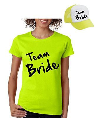 Bride Team Set Of 2  Hats & Women's Tee Shirts Bachelorette party Wedding - ALLNTRENDSHOP