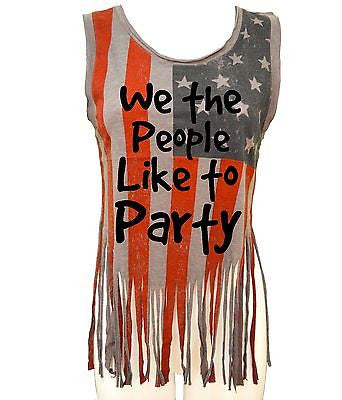 We The People Like To Party Us Flag Women's Shredded Muscle - ALLNTRENDSHOP - 3