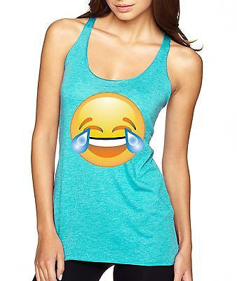 Laughing Tears Emoji Women's Triblend Racerback Tanktop - ALLNTRENDSHOP - 1