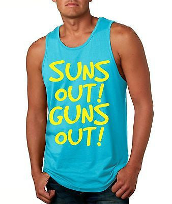 Suns Out! Guns Out ! Yellow Men's Jersy Tanktop - ALLNTRENDSHOP - 1