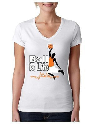 Basketball Ball Is Life Women's Sporty V shirt - ALLNTRENDSHOP