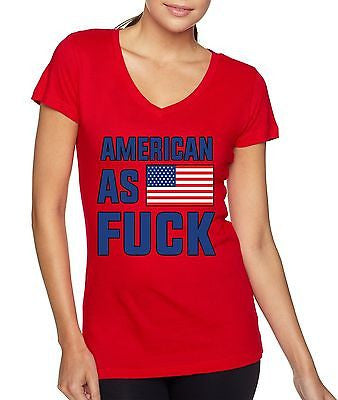 American As F**k 4th Of July Women's Sporty V Shirt - ALLNTRENDSHOP