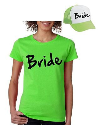 Bride Set Of 2 Hats & Women's Tee Shirts Bachelorette party Wedding Clothing - ALLNTRENDSHOP