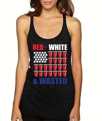 Red White And Wasted 4th Of July Women's Triblend Tanktop - ALLNTRENDSHOP - 2