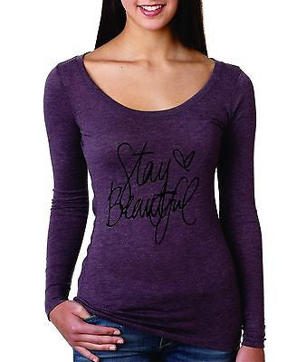 Stay Beautiful Women's Long Sleeve Shirt - ALLNTRENDSHOP - 3