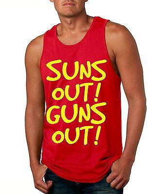Suns Out! Guns Out ! Yellow Men's Jersy Tanktop - ALLNTRENDSHOP - 4