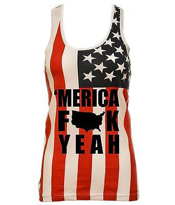 Merica F**K Yeah Usa Flag Women's Triblend Tanktop - ALLNTRENDSHOP