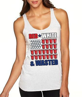Red White And Wasted 4th Of July Women's Triblend Tanktop - ALLNTRENDSHOP - 1