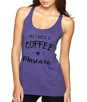 All I Need Is Coffee And Mascara Women's Triblend Tanktop - ALLNTRENDSHOP