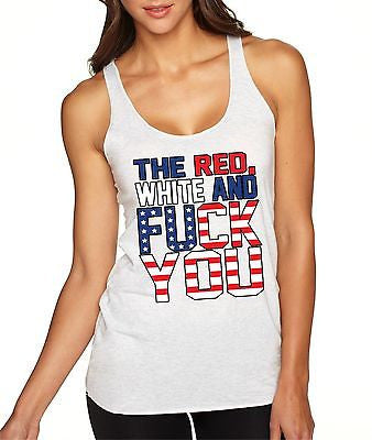 The Red White And F**K You Usa Flag Women's Triblend Tanktop - ALLNTRENDSHOP - 2