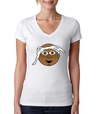 Tupac 2Pac Emoji Women's Sporty V shirt - ALLNTRENDSHOP - 4