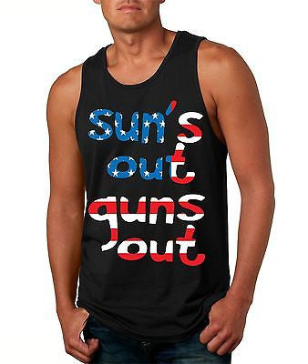 Suns Out Guns Out USA Print Men's Jersy Tanktop - ALLNTRENDSHOP - 2