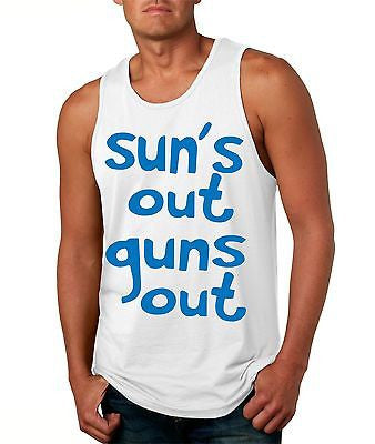 Suns Out! Guns Out ! Blue Men's Jersy Tanktop - ALLNTRENDSHOP - 1