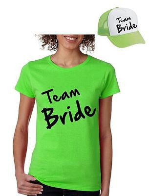 Bride Team Set Of 2  Hats & Women's Tee Shirts Bachelorette party Wedding - ALLNTRENDSHOP