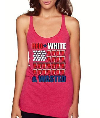Red White And Wasted 4th Of July Women's Triblend Tanktop - ALLNTRENDSHOP - 3