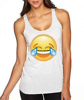Laughing Tears Emoji Women's Triblend Racerback Tanktop - ALLNTRENDSHOP - 2