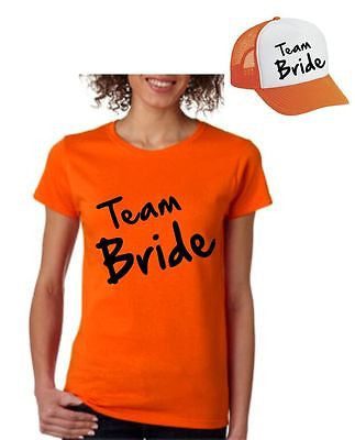 Bride Team Set Of 2  Hats & Women's Tee Shirts Bachelorette party Wedding - ALLNTRENDSHOP