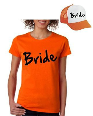 Bride Set Of 2 Hats & Women's Tee Shirts Bachelorette party Wedding Clothing - ALLNTRENDSHOP
