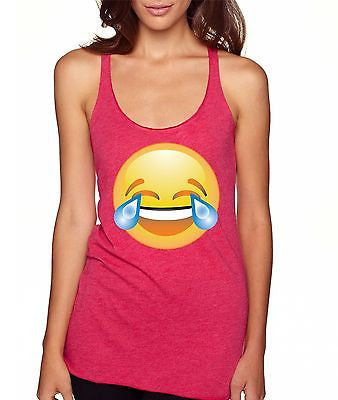 Laughing Tears Emoji Women's Triblend Racerback Tanktop - ALLNTRENDSHOP - 4