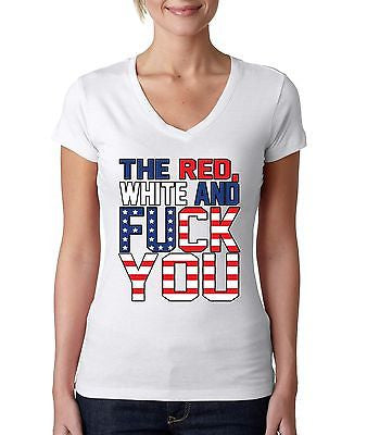 The Red White And F**k You Women's Sporty V shirt - ALLNTRENDSHOP - 3
