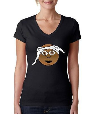 Tupac 2Pac Emoji Women's Sporty V shirt - ALLNTRENDSHOP - 1