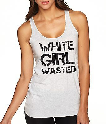 White Girl Wasted Black Print Women's Triblend Tanktop - ALLNTRENDSHOP - 1