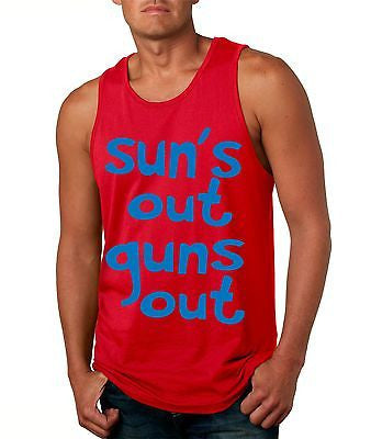 Suns Out! Guns Out ! Blue Men's Jersy Tanktop - ALLNTRENDSHOP - 2