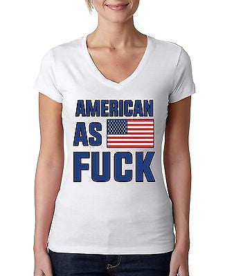 American As F**k 4th Of July Women's Sporty V Shirt - ALLNTRENDSHOP