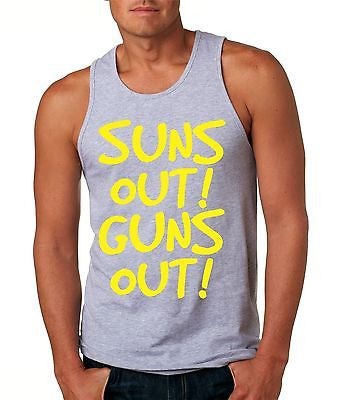 Suns Out! Guns Out ! Yellow Men's Jersy Tanktop - ALLNTRENDSHOP - 2