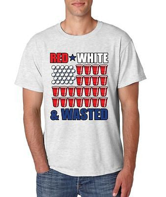 Red White And Wasted 4th of July Men's T-Shirt - ALLNTRENDSHOP - 3
