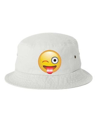 Winking Emoji Bucket Cap Hat - ALLNTRENDSHOP - 1