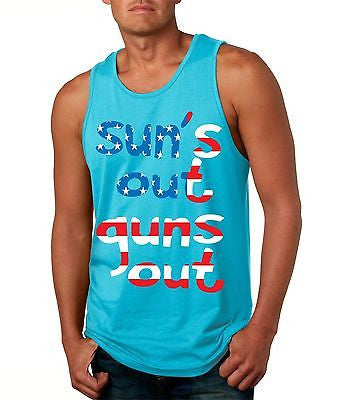 Suns Out Guns Out USA Print Men's Jersy Tanktop - ALLNTRENDSHOP - 1