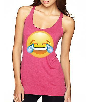 Laughing Tears Emoji Women's Triblend Racerback Tanktop - ALLNTRENDSHOP - 6