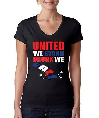 United We Stand Drunk We Fall Women's Sporty V shirt - ALLNTRENDSHOP - 2