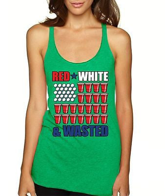 Red White And Wasted 4th Of July Women's Triblend Tanktop - ALLNTRENDSHOP - 4