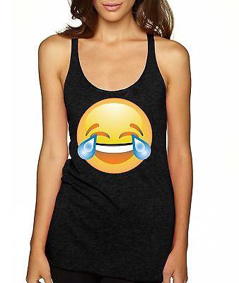 Laughing Tears Emoji Women's Triblend Racerback Tanktop - ALLNTRENDSHOP - 3