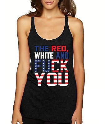 The Red White And F**K You Usa Flag Women's Triblend Tanktop - ALLNTRENDSHOP - 1