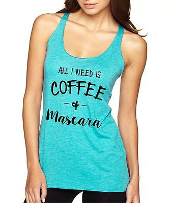 All I Need Is Coffee And Mascara Women's Triblend Tanktop - ALLNTRENDSHOP